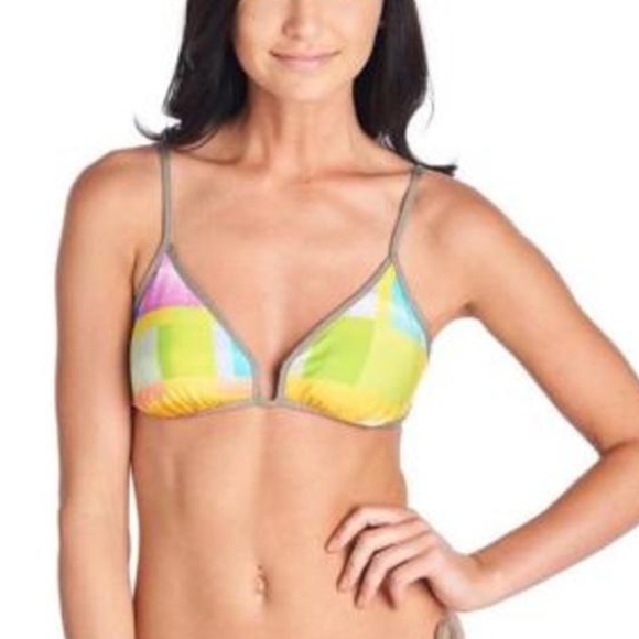 NWT Trina Turk Crystal Cove Triangle Bikini Top in Yellow/Green [SZ 2‎ ] - Picture 7 of 8